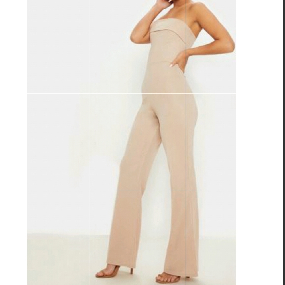 PrettyLittleThing Stone Bandeau Fold Jumpsuit 2
